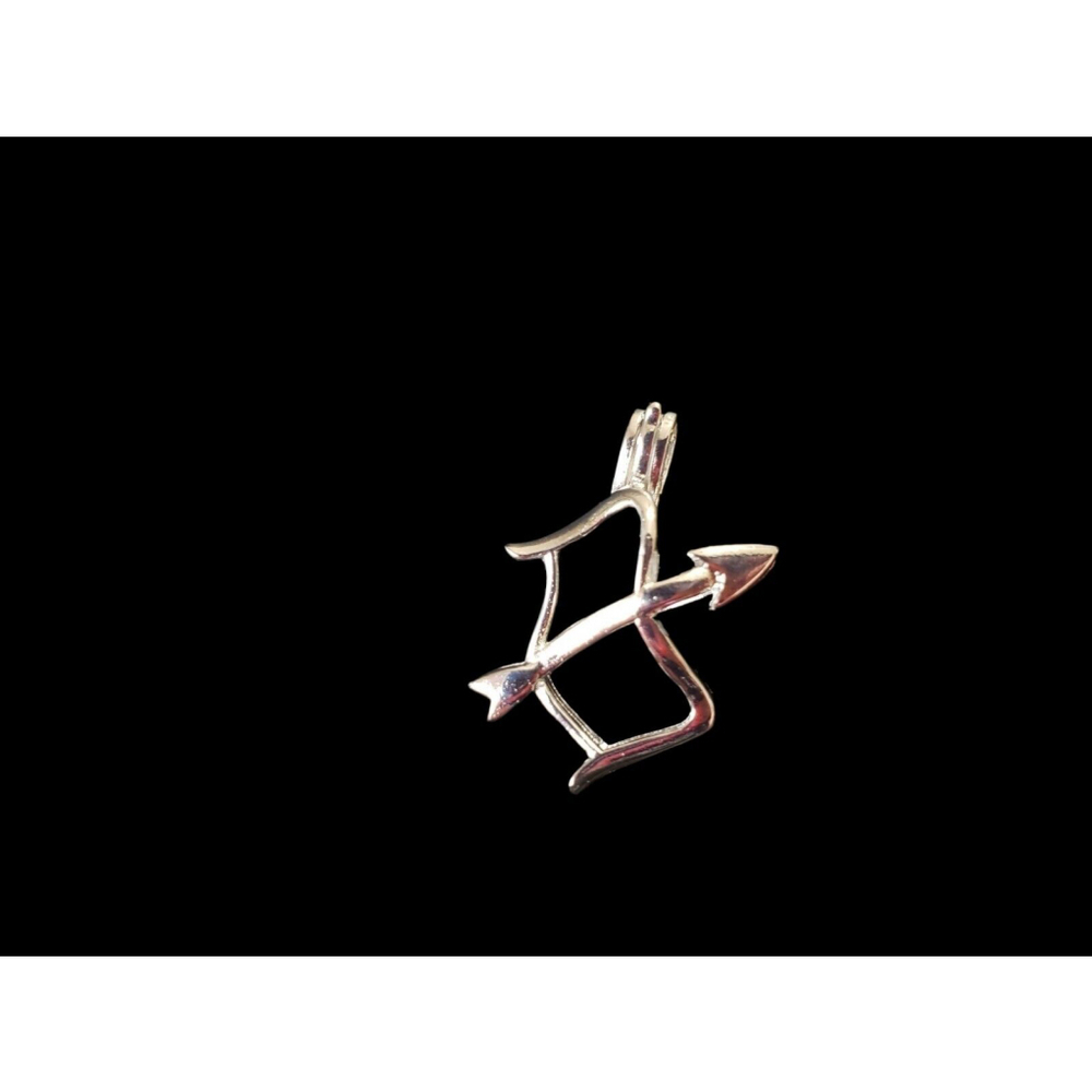 Pearl or stone gem Cage, 18k GP, bow and arrow Charm pendant locket archery - Picture 3 of 8